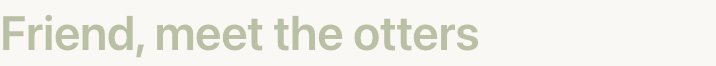 A Heading block rendered on the published page, reading “Friend, meet the otters” in the Experience's primary colour.